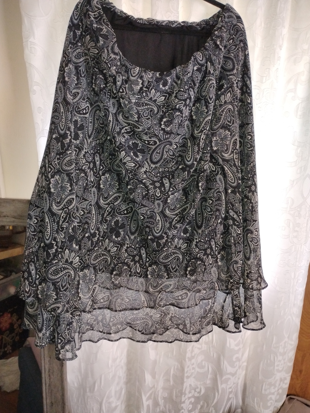 White Stag Black and White Paisley A-Line Skirt